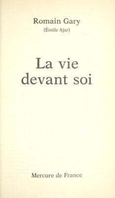 Couverture de La Vie devant soi