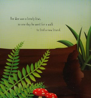 Couverture de Pee wee the lonely kiwi finds a new friend